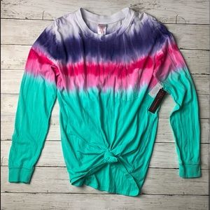 Tie Dye LS Pink Purple Green Shirt NWT SMALL